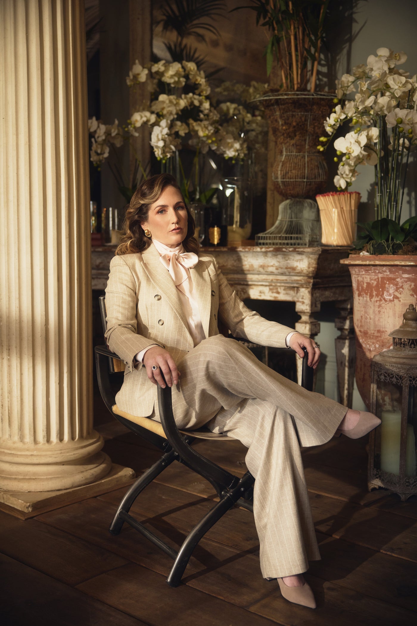 Laura Collett's Oatmeal Pinstripe Look