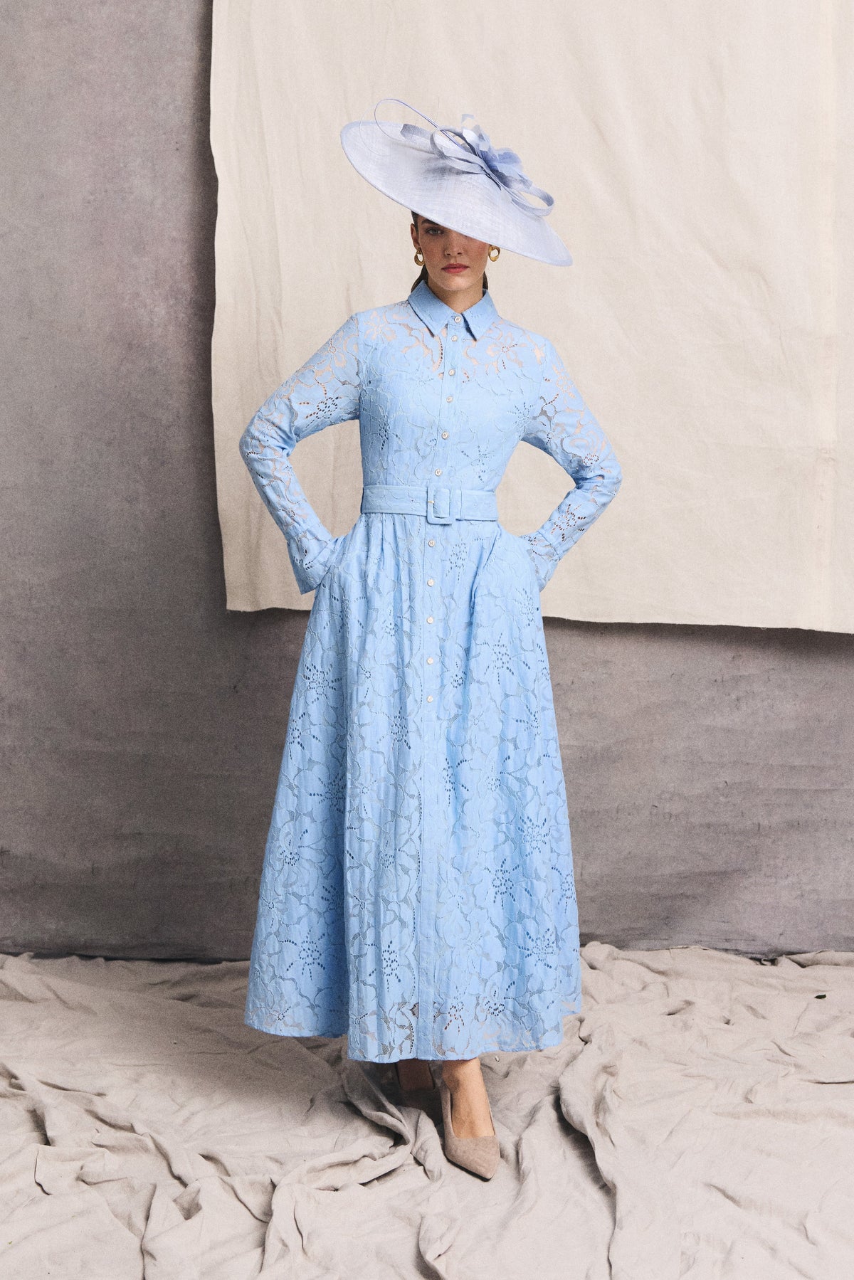 Annabel Lace Dress (Pale Blue)