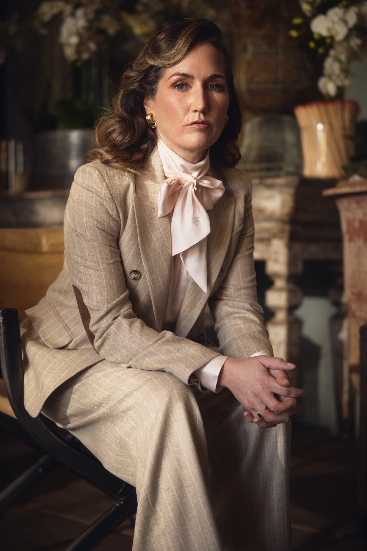 Laura Collett's Oatmeal Pinstripe Look