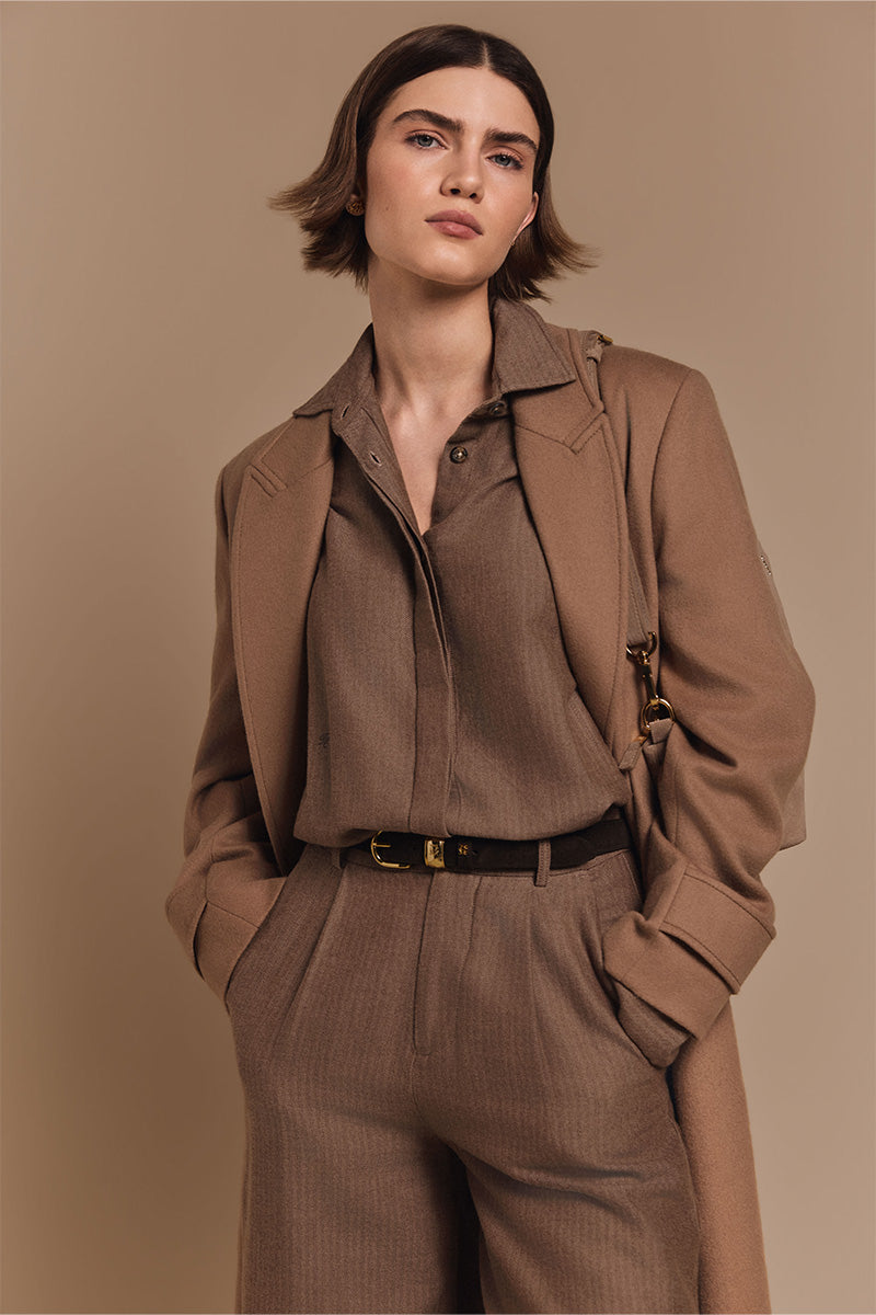 Aster Shirt (Tobacco Herringbone)