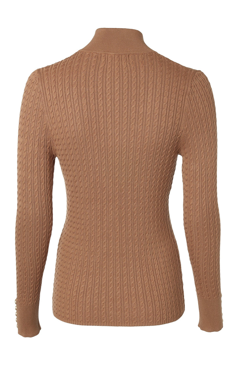 Ava Half Zip Knit (Dark Camel Marl)