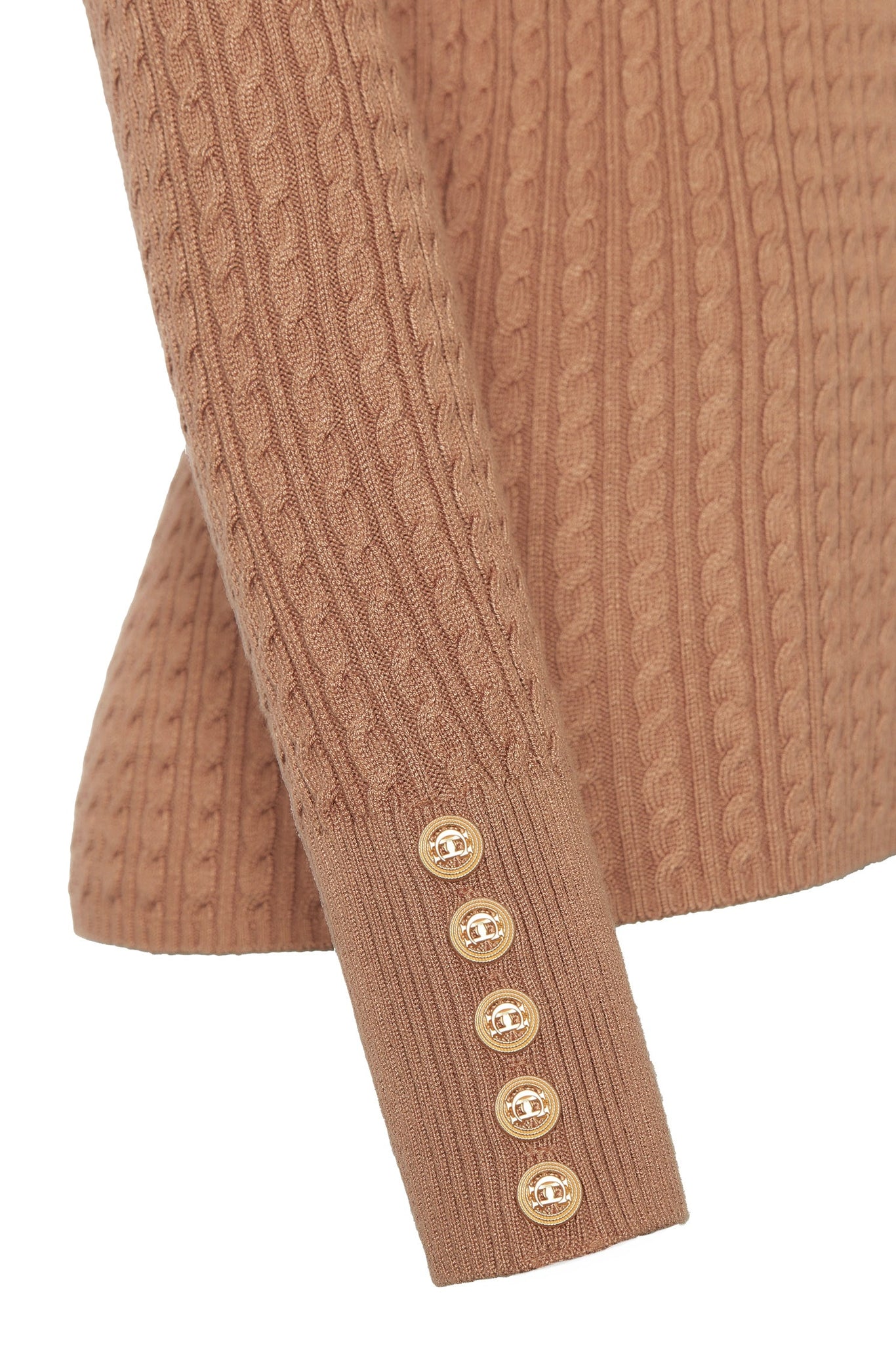 Ava Half Zip Knit (Dark Camel Marl)