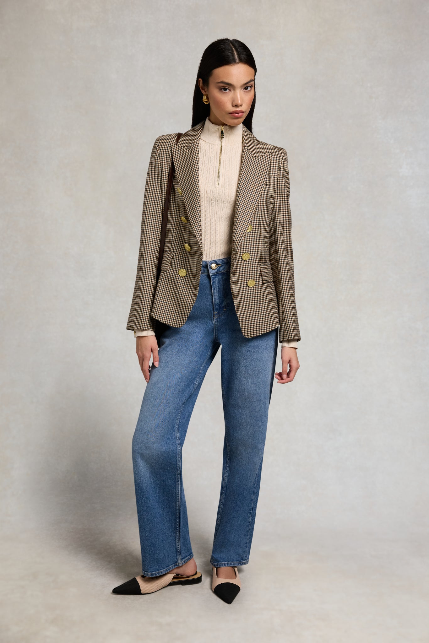 Ava Quarter Zip Knit (Almond)