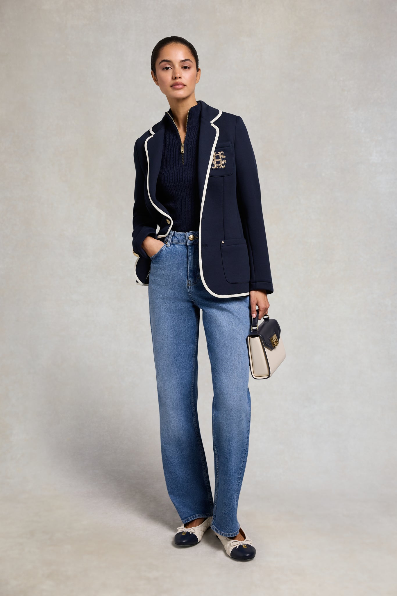 Ava Quarter Zip Knit (Ink Navy)