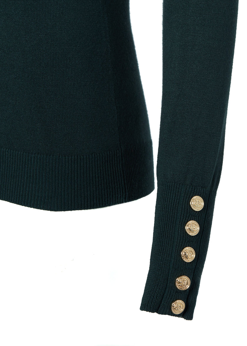 Buttoned Knit Roll Neck (Deep Emerald)