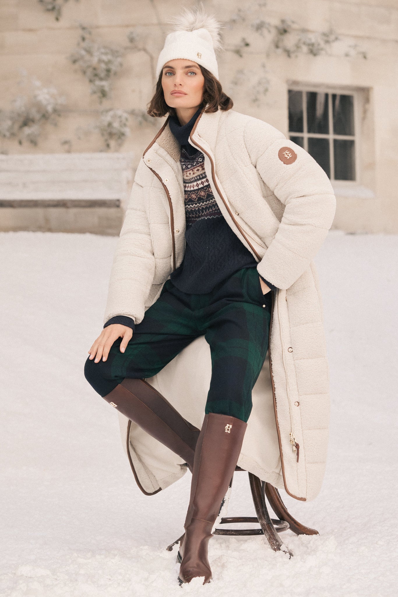 Crawford Longline Coat (Natural Borg)