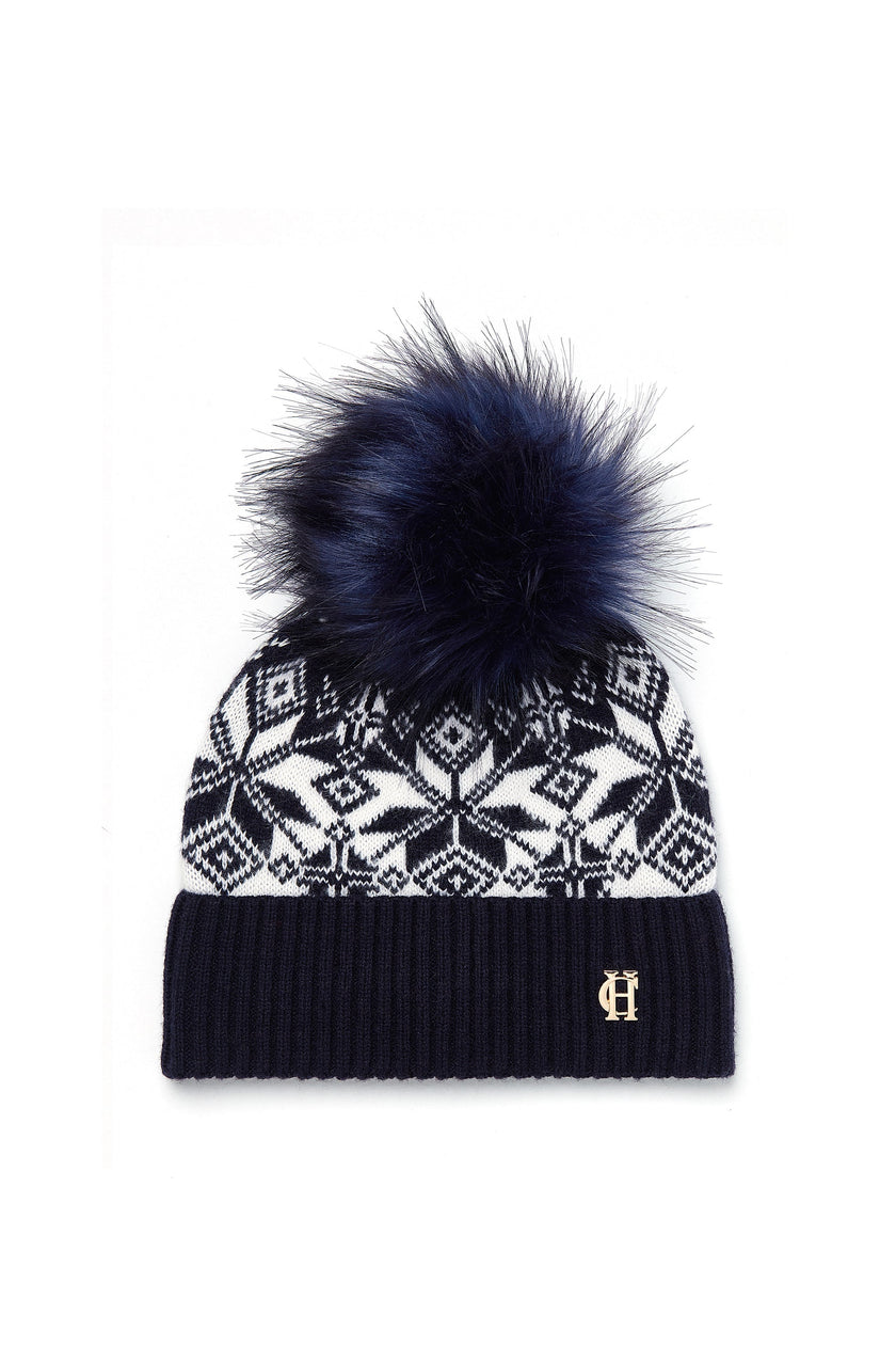 Beatrice Bobble Hat (Ink Navy Cream)