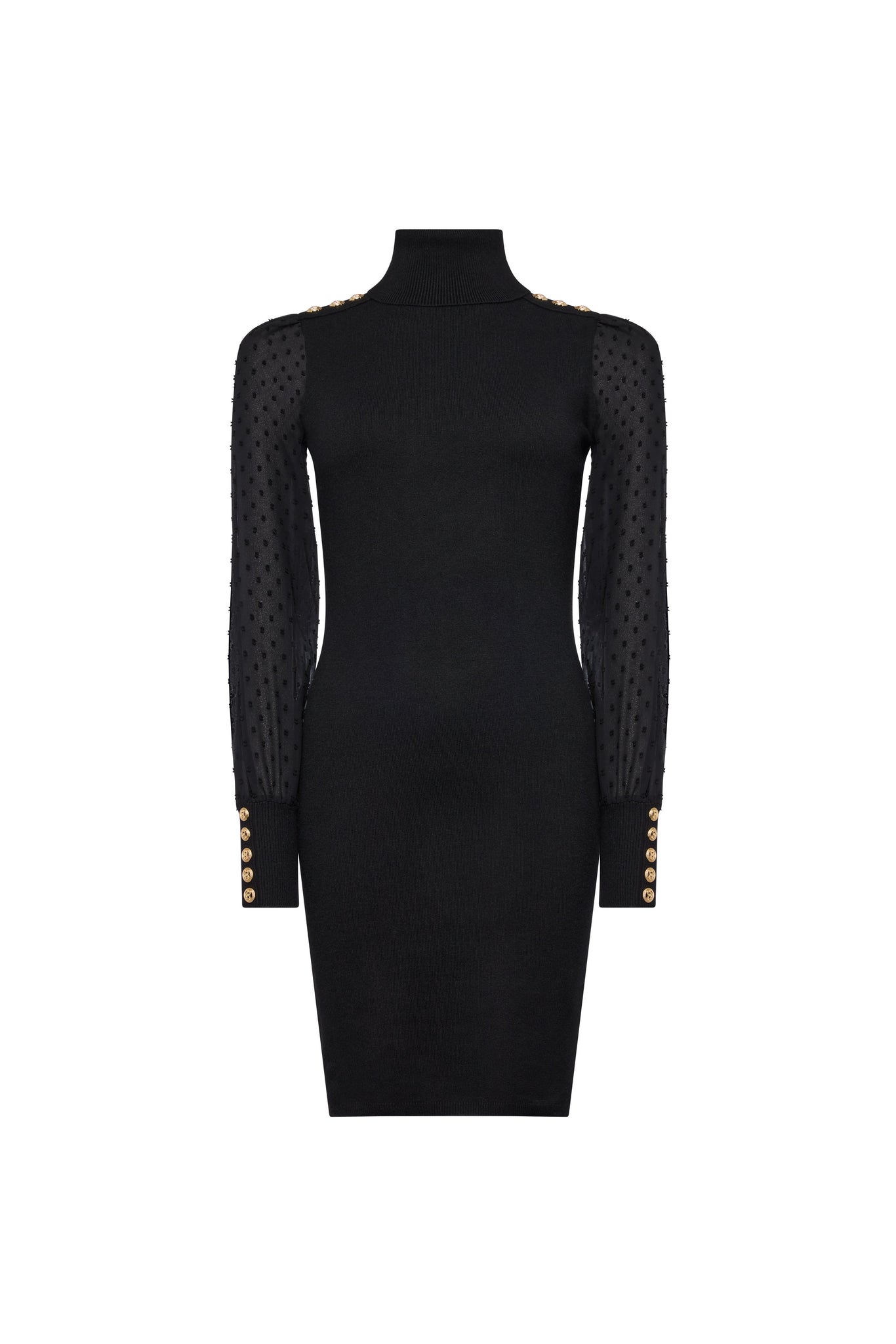 Bethany Roll Neck Mini Dress (Black)