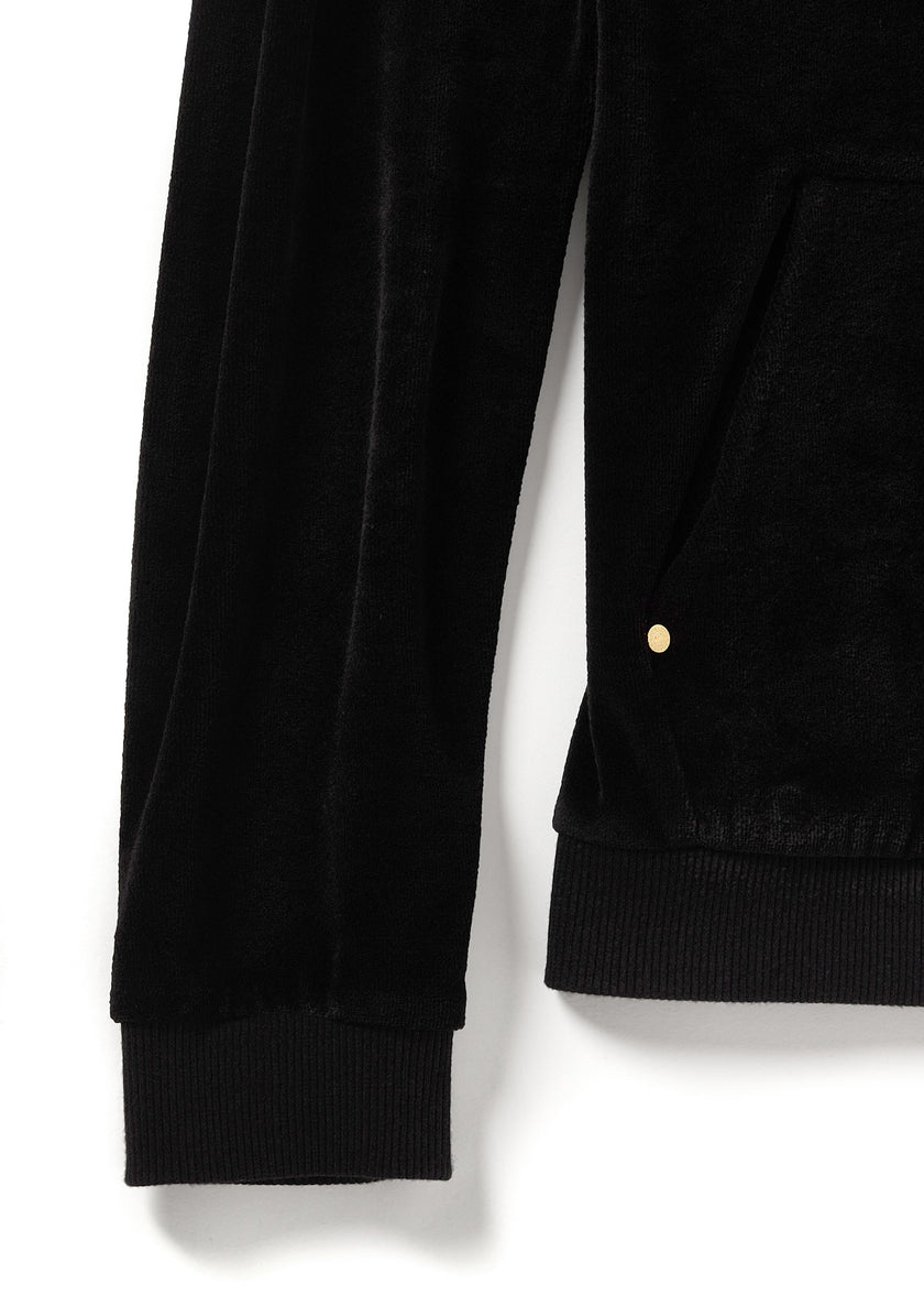 Velour Zip Hoodie (Black)