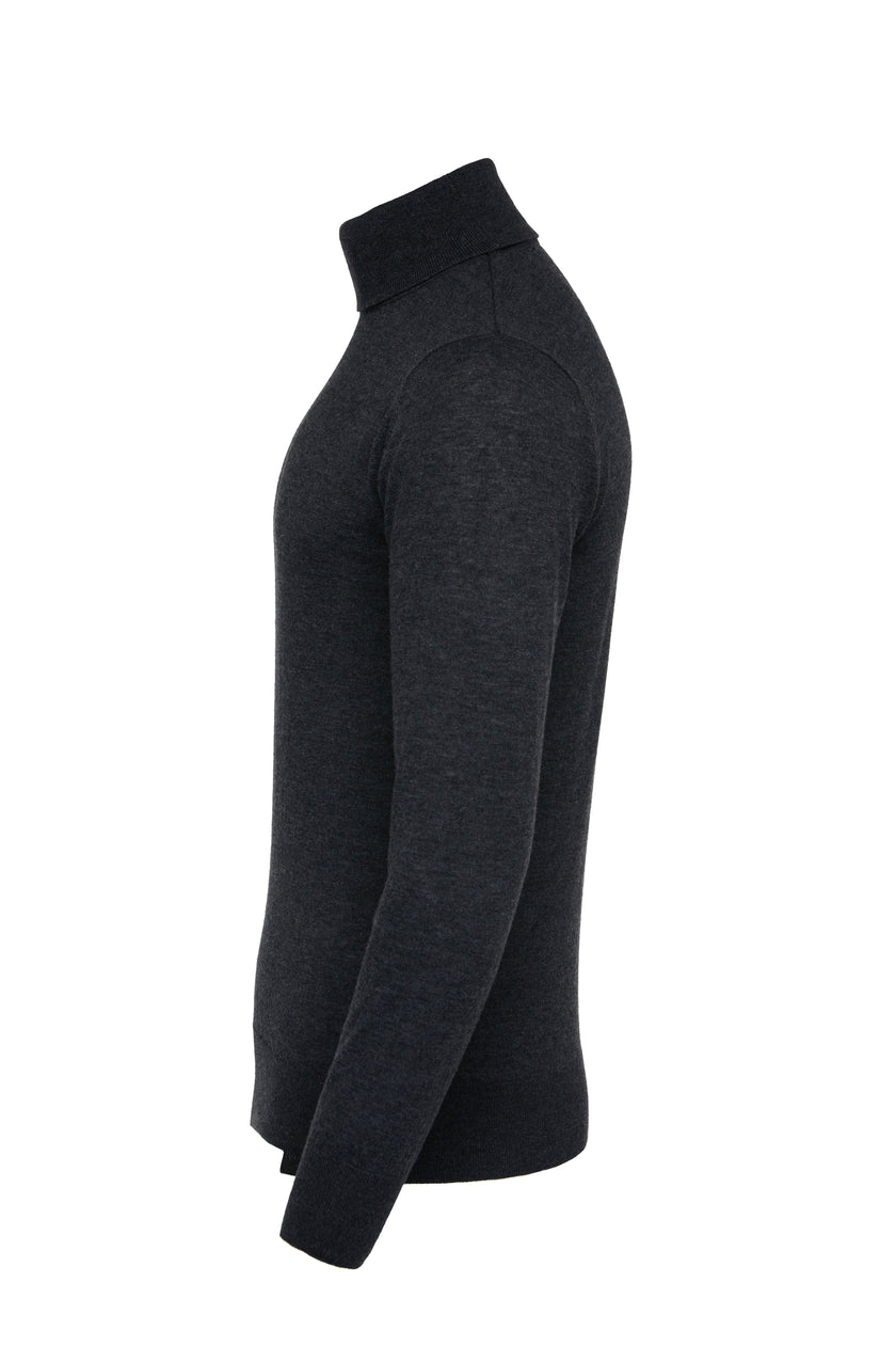 Fine Roll Neck Knit (Charcoal)