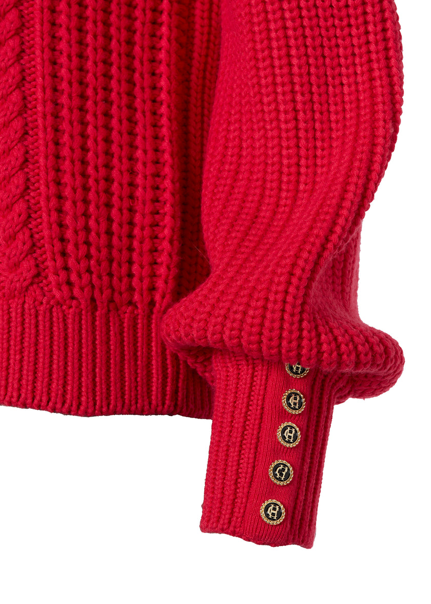 Corded Roll Neck Knit (Raspberry)