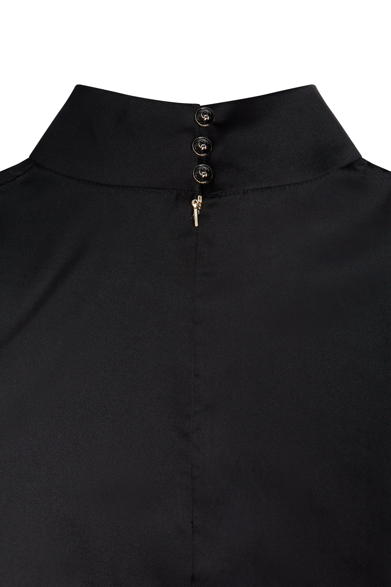 Carmen High Neck Blouse (Black Satin)