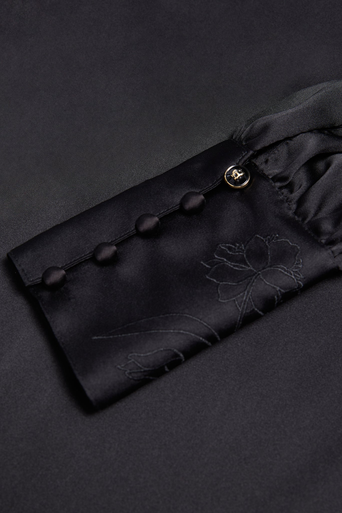 Carmen High Neck Blouse (Black Satin)