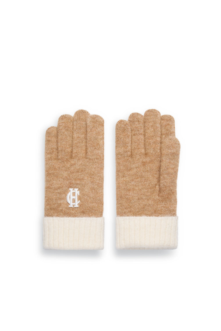 Chelsea Logo Bobble Hat & Glove Set (Camel)
