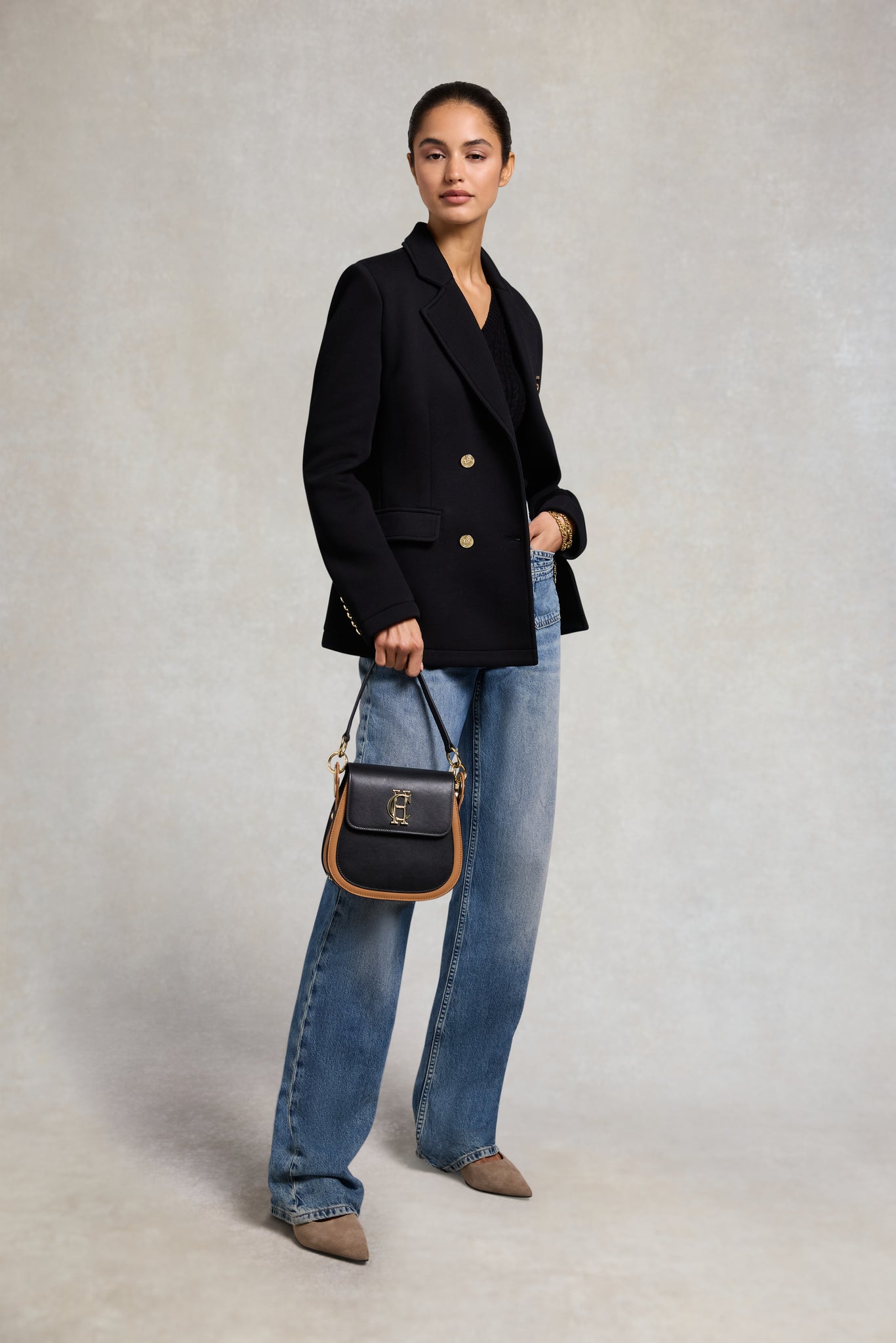 Chelsea Saddle Bag (Black Tan)