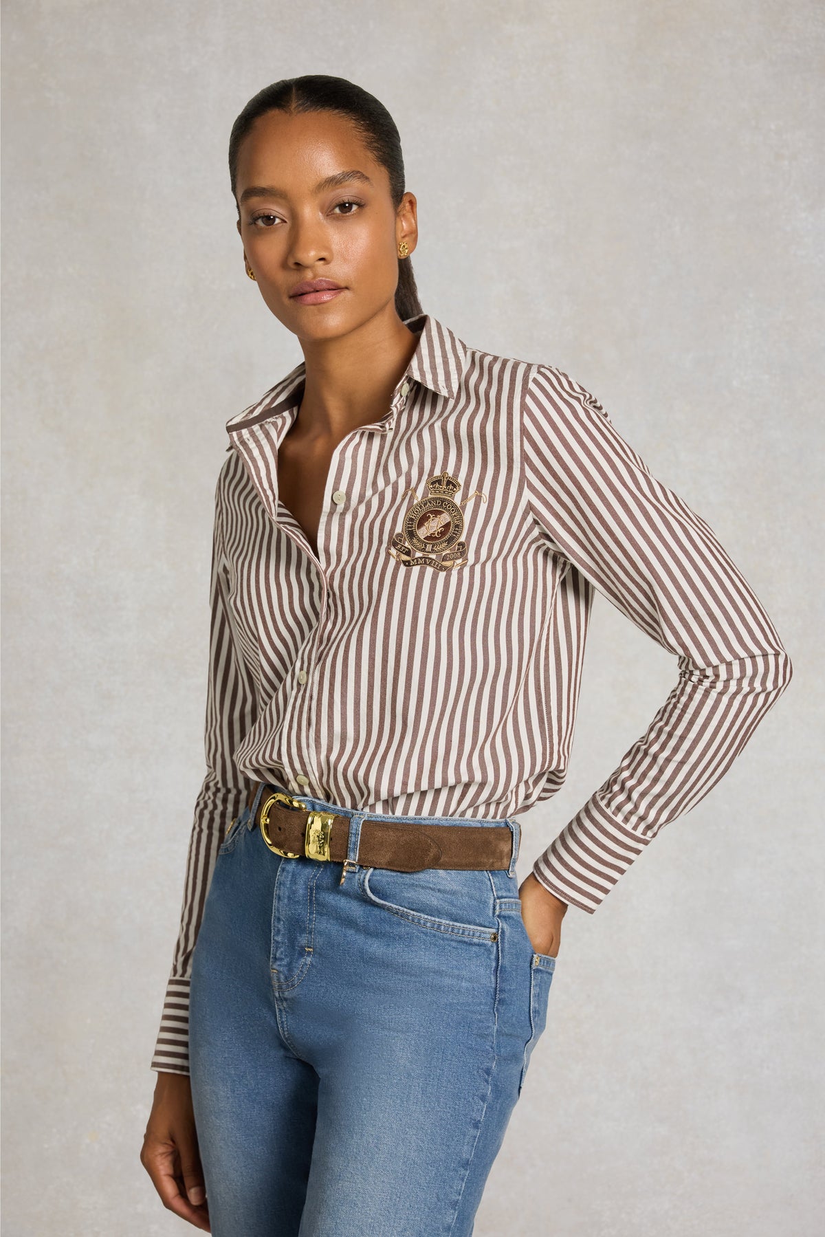 Classic Button Down Shirt (Chocolate Stripe)