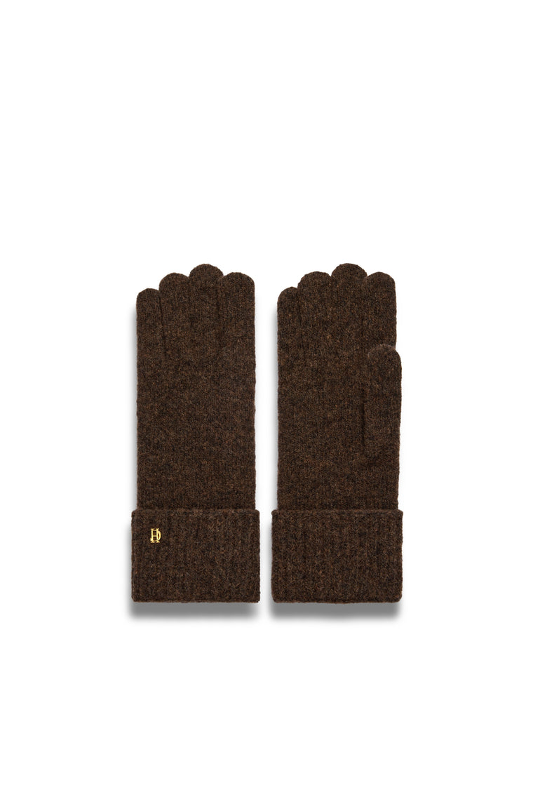 Classic Embroidered Beanie & Glove Set (Chocolate)