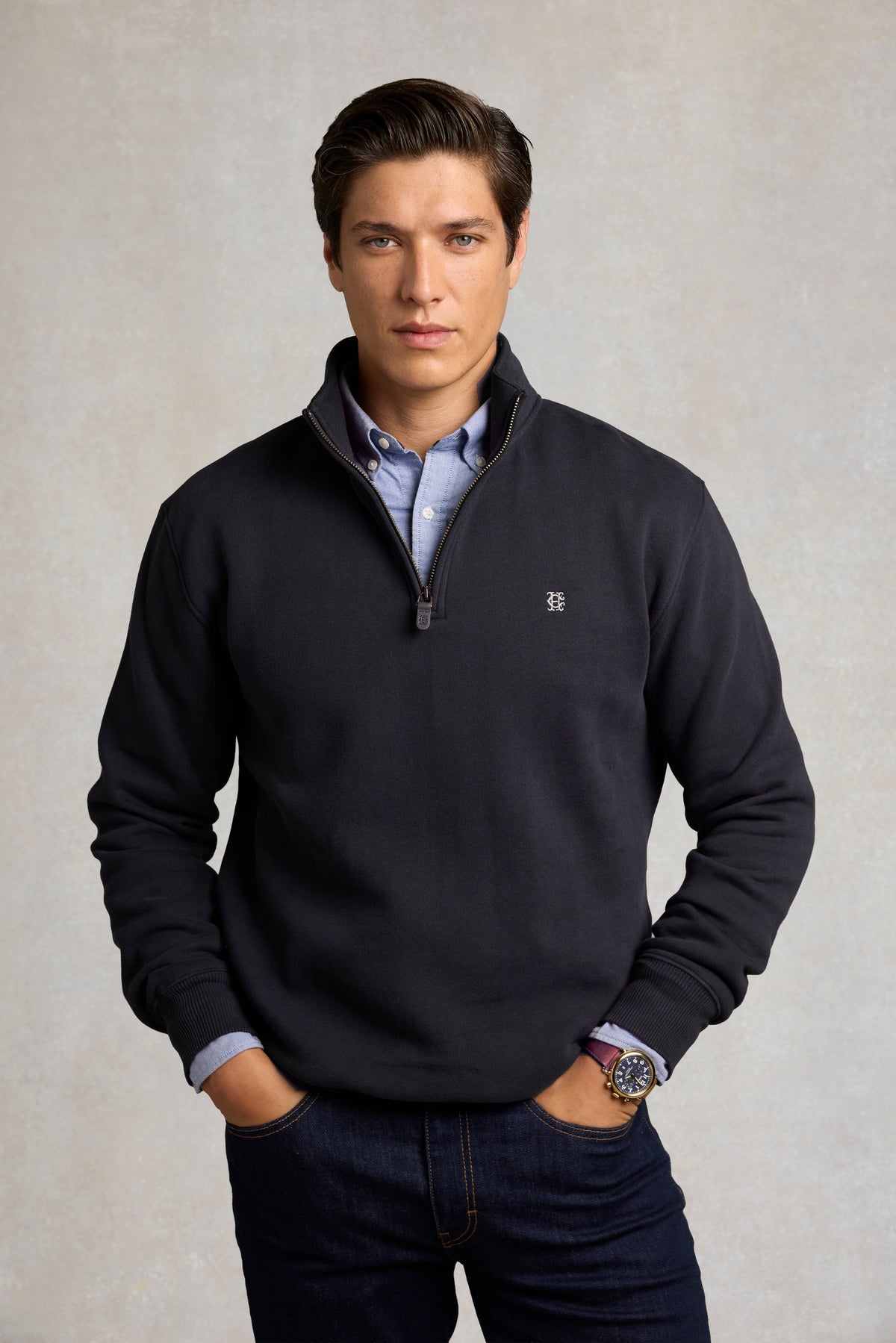 Men's Classic Quarter Zip Sweat (Ink Navy)