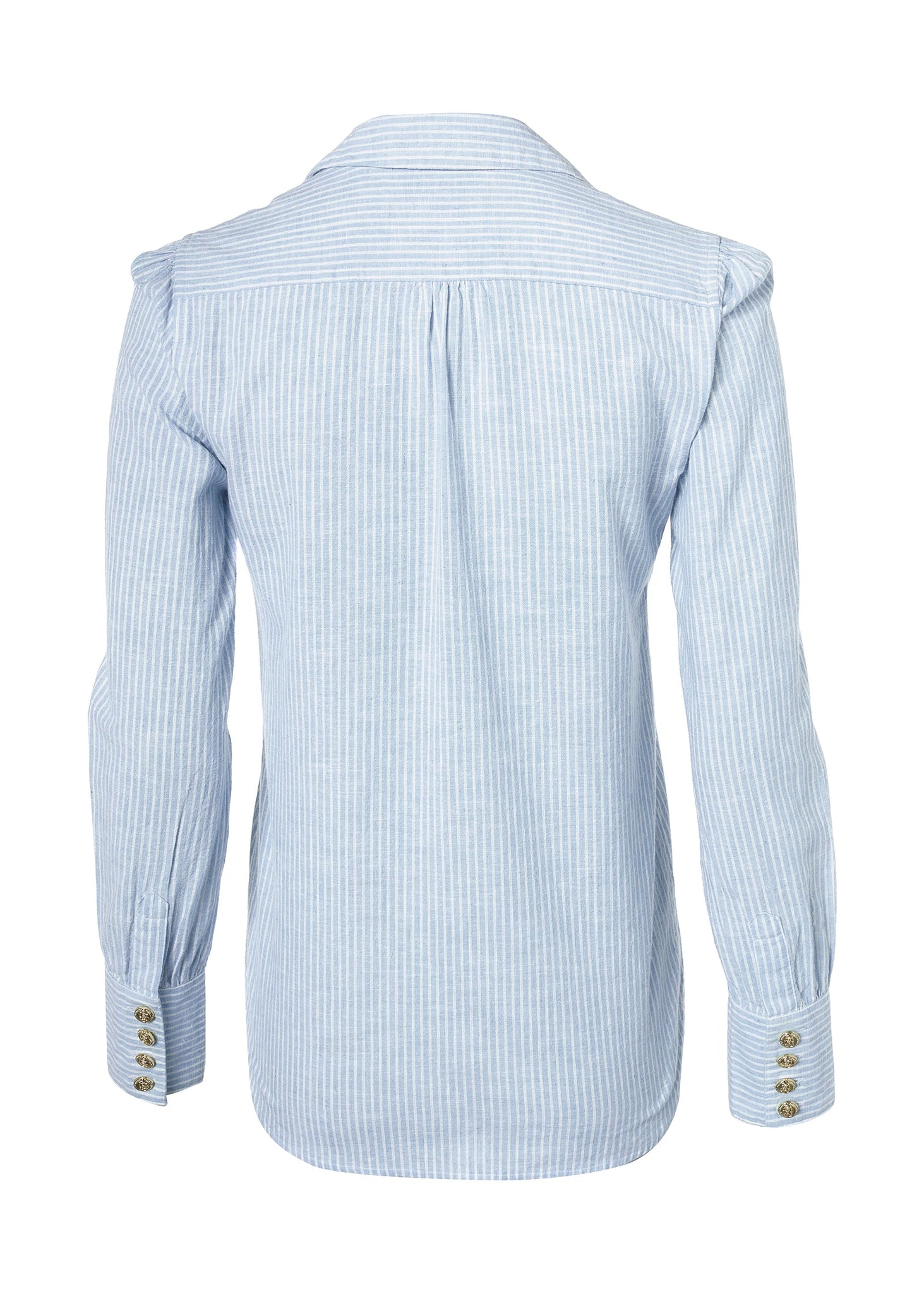 Classic V-Neck Blouse (Azure Stripe)