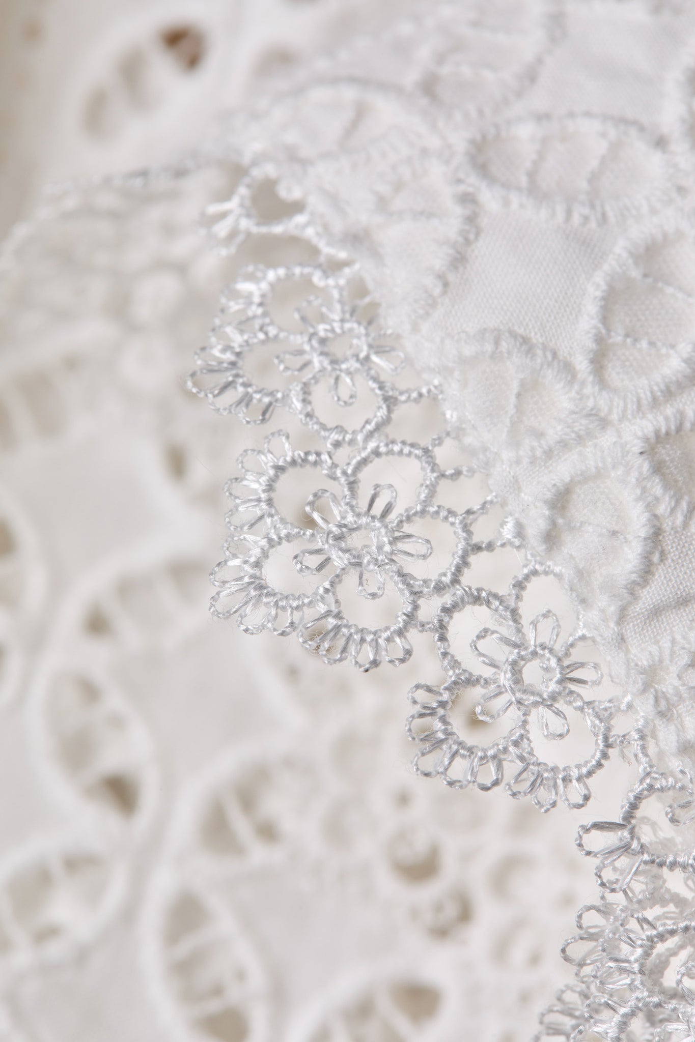 Collarless Broderie Shirt (White)