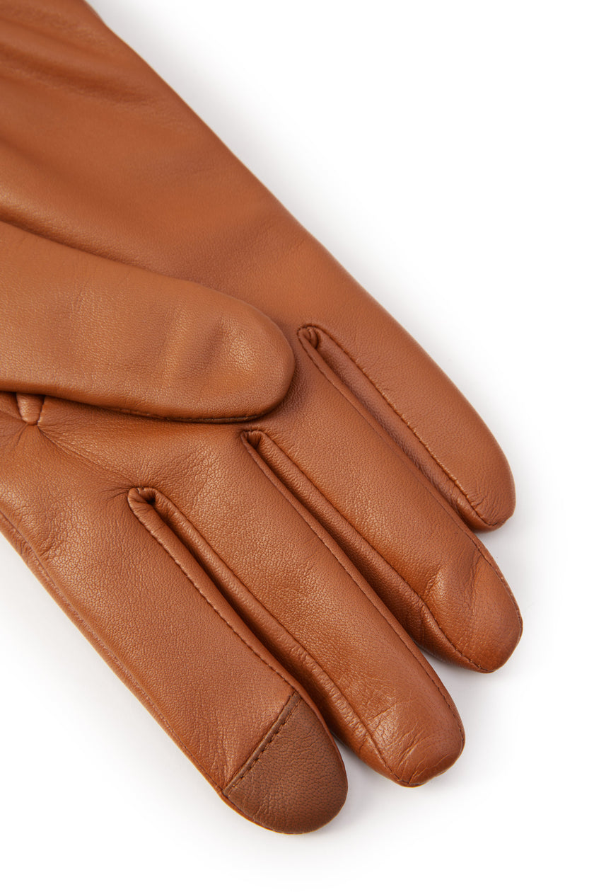 Contrast Leather Gloves (Tan Ink Navy)