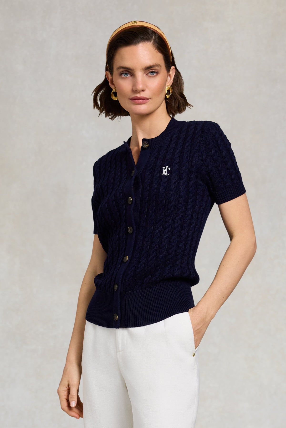 Cotswold Short Sleeve Cardigan (Ink Navy)