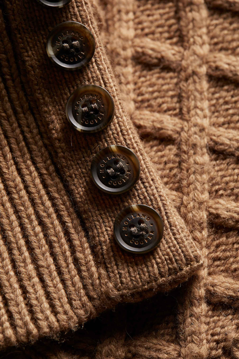 Country Cable Quarter Zip Knit (Caramel)