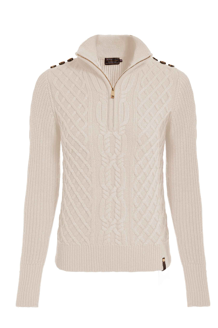 Country Cable Quarter Zip Knit (Oat)