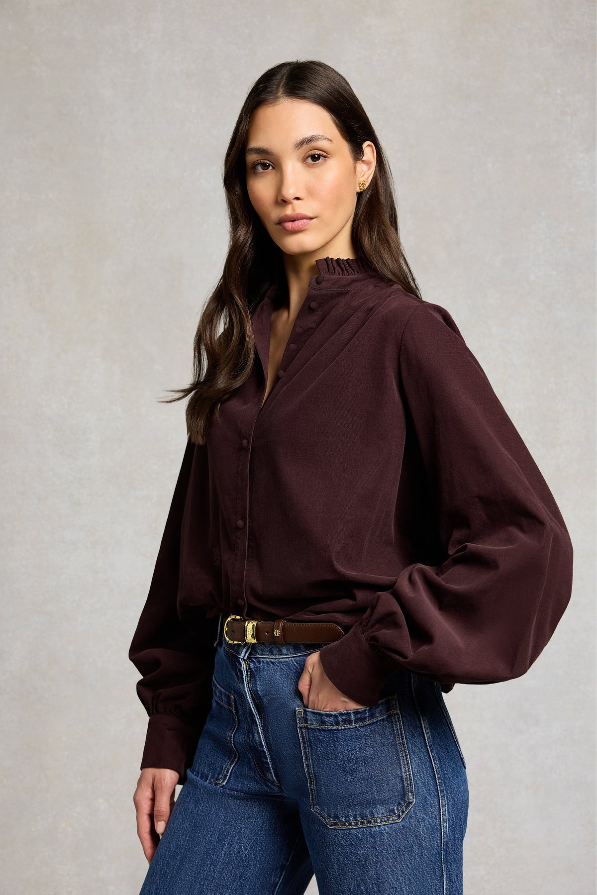 Country Cord Blouse (Chocolate)