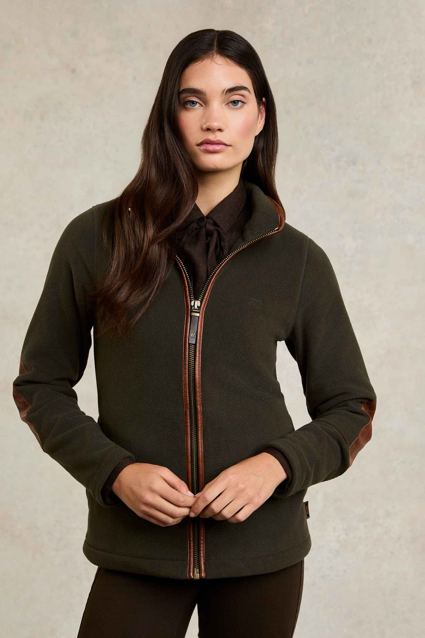 Country Fleece Jacket (Khaki) – Holland Cooper US - Main Image