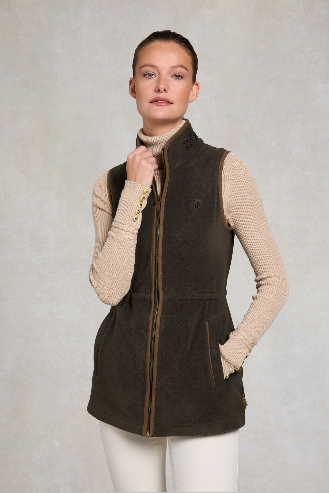 Country Longline Fleece Gilet (Khaki)