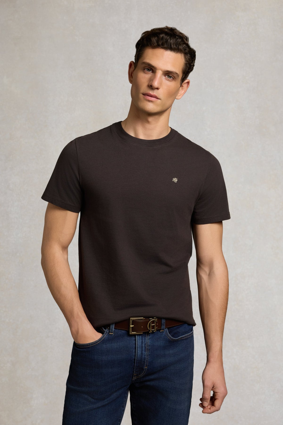 Men's Crew Neck T-Shirt (Chocolate)
