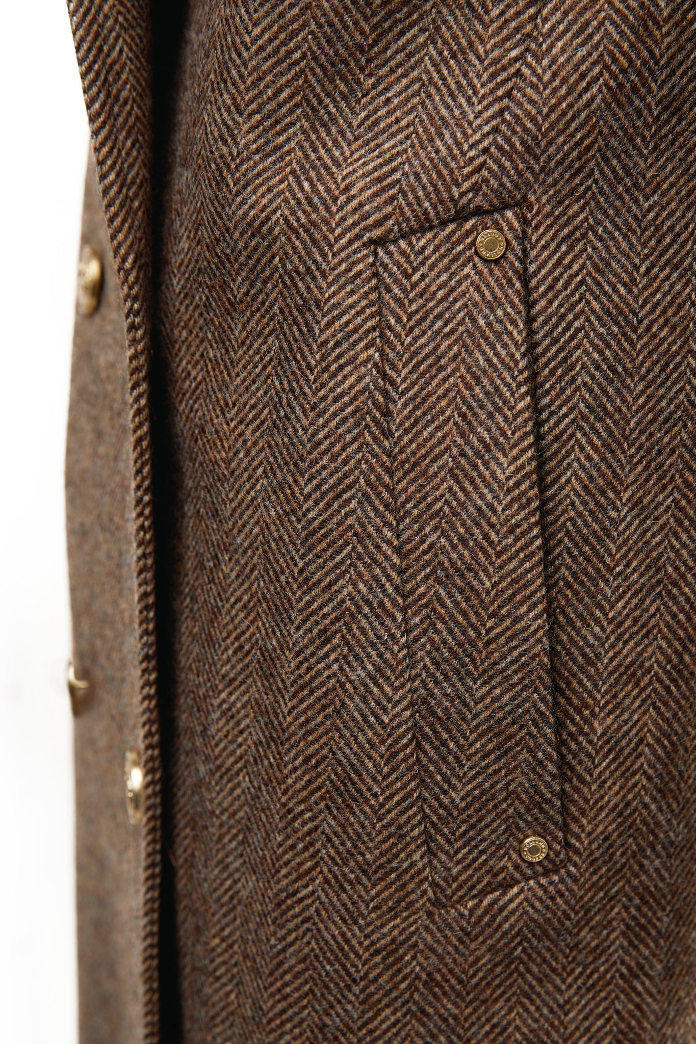 Double Breasted Coat (Large Scale Brown Herringbone)
