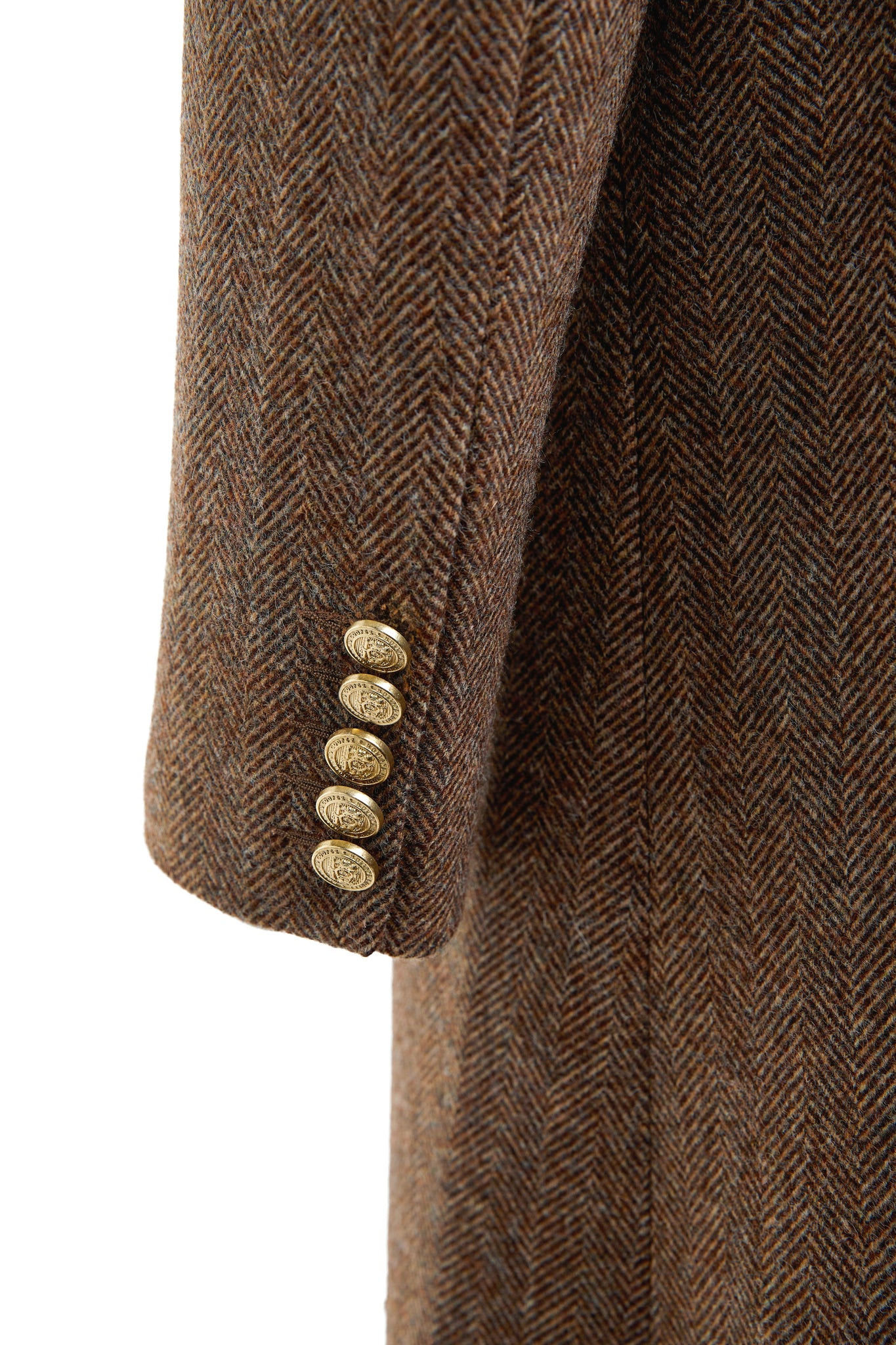 Double Breasted Coat (Large Scale Brown Herringbone)