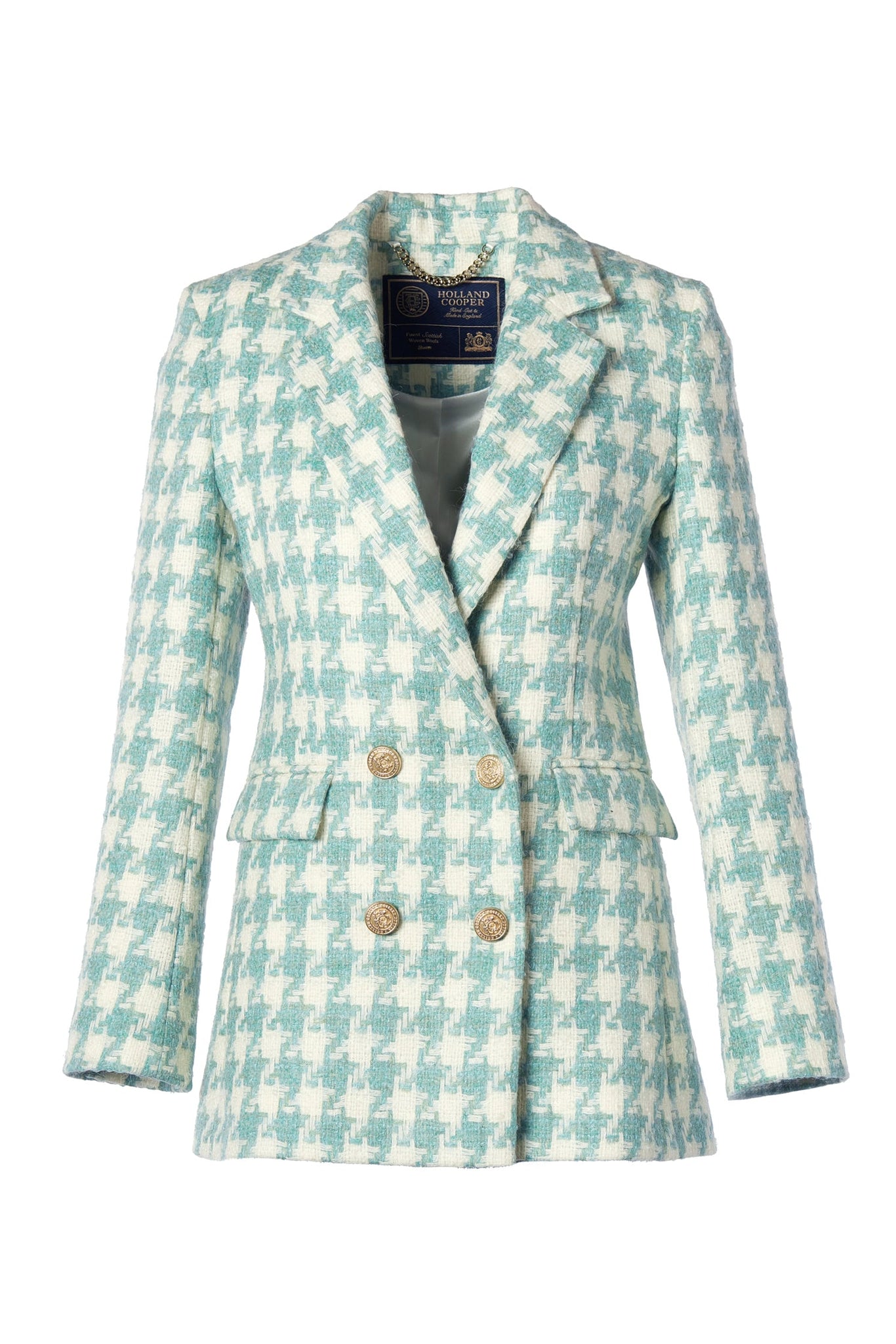 The Large Scale Teal Houndstooth Suit