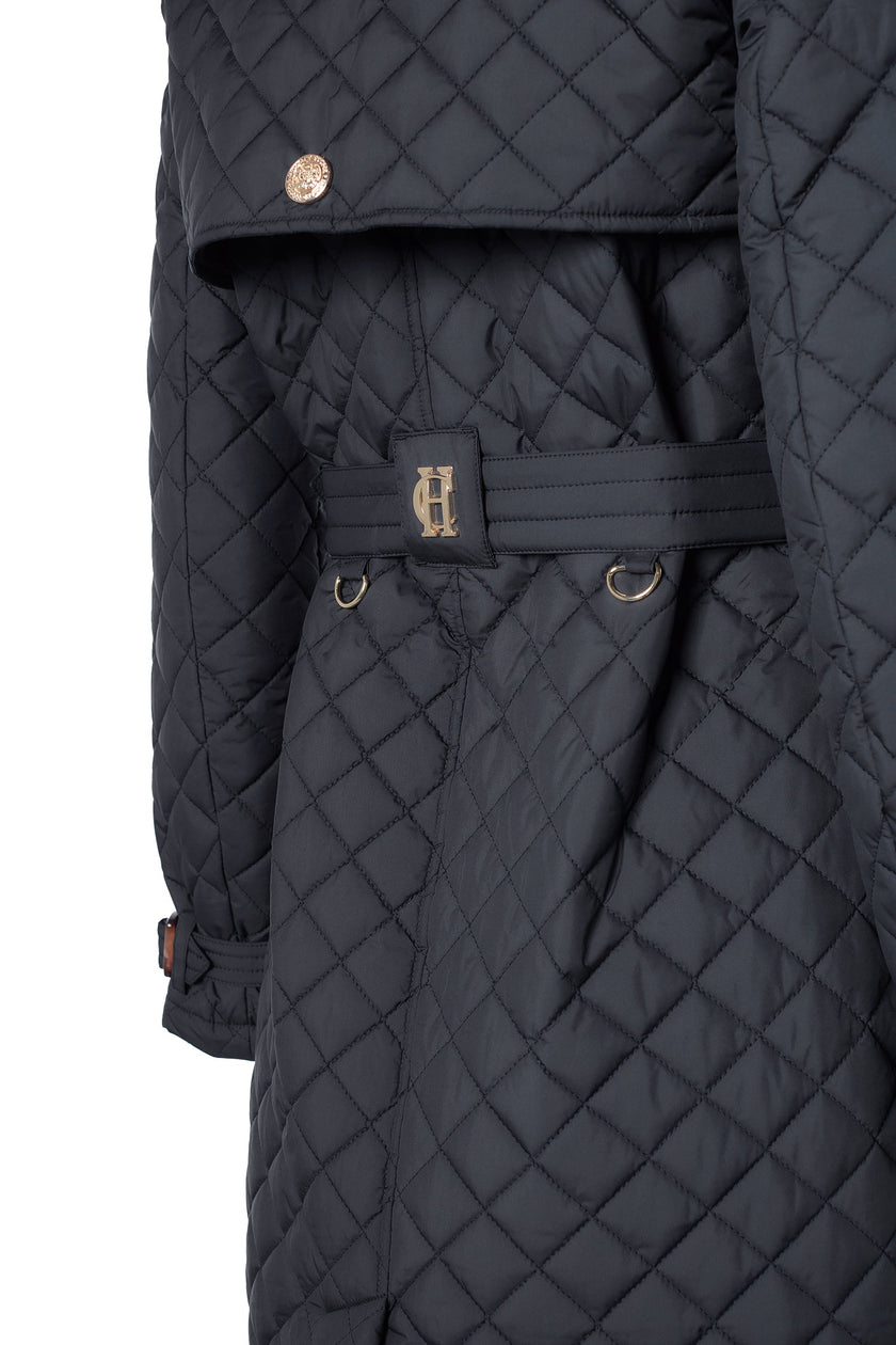 Enstone Quilted Trench Coat (Black Gold)