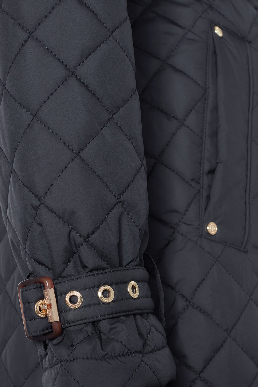 Enstone Quilted Trench Coat (Black Gold)