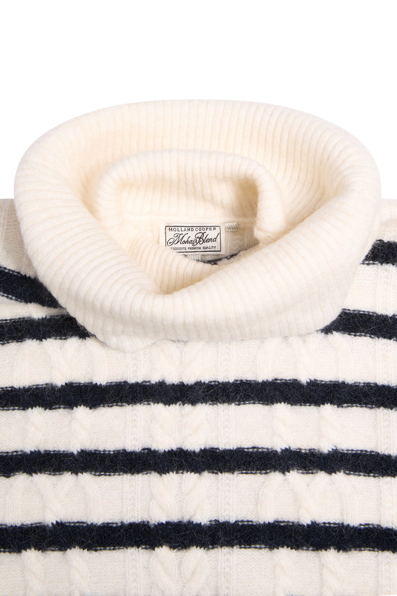 Frances Cowl Neck Knit (Natural Stripe)