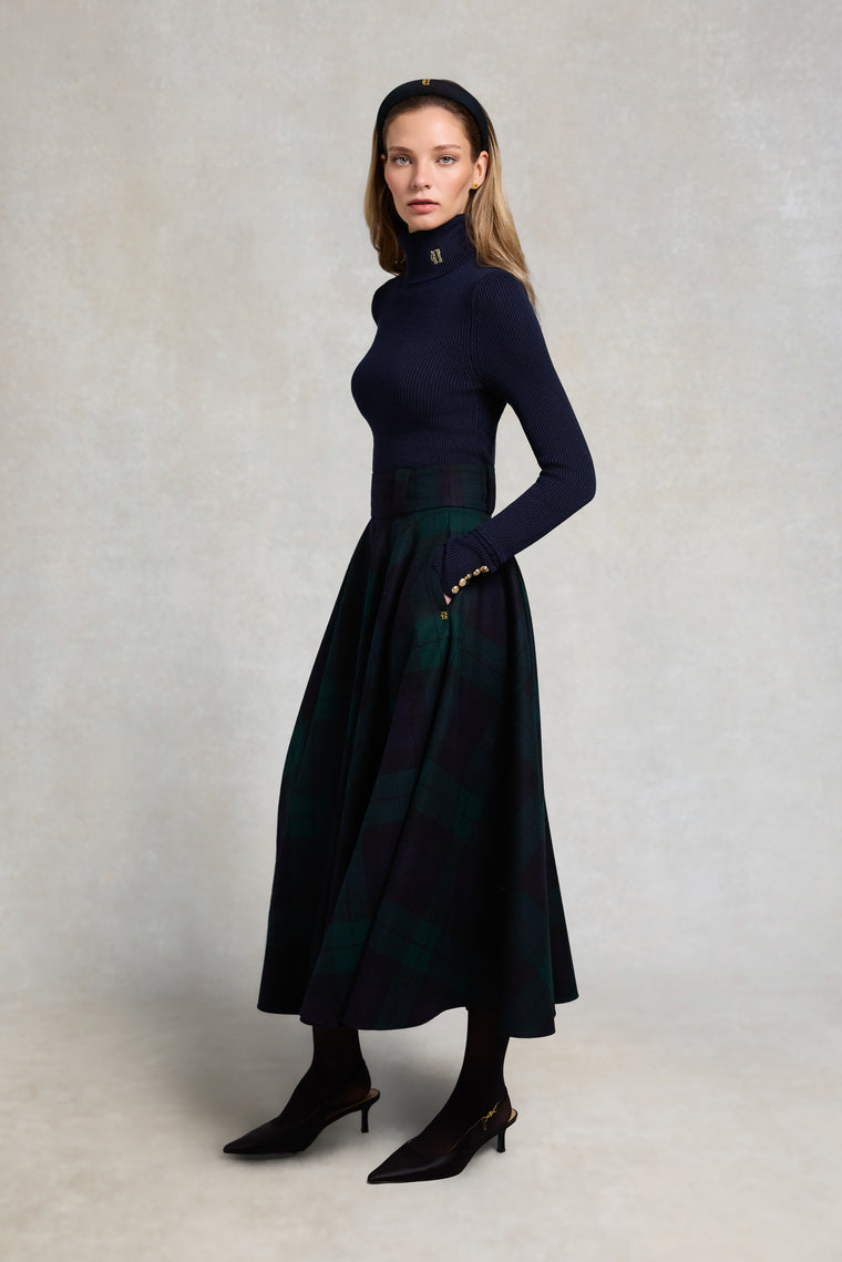 360 Maxi Tweed Circle Circle Skirt (Blackwatch)