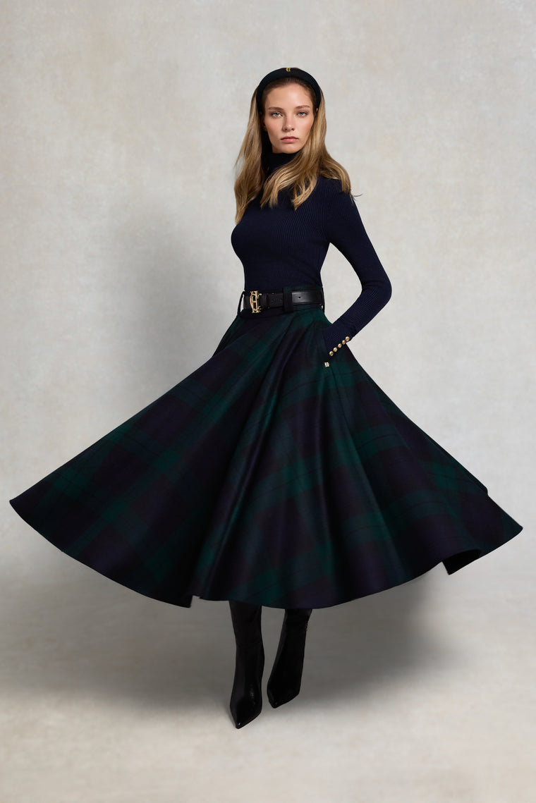 360 Maxi Tweed Circle Circle Skirt (Blackwatch)
