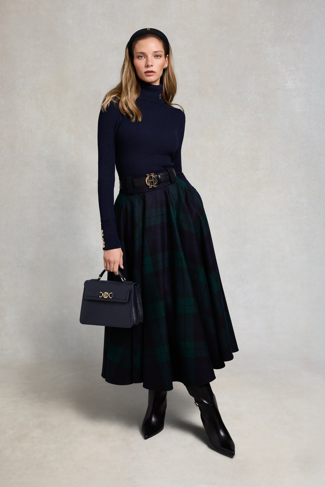 360 Maxi Tweed Circle Circle Skirt (Blackwatch)