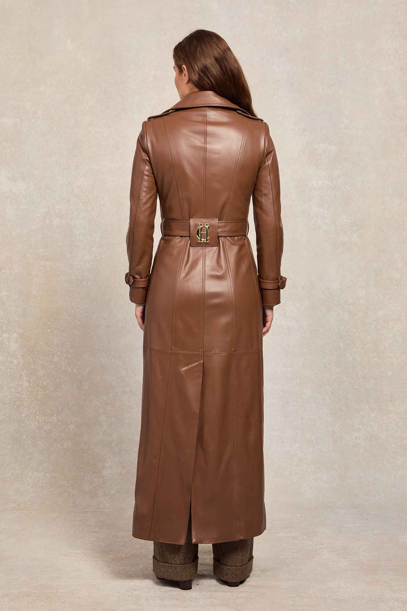 Full Length Marlborough Trench Coat (Valencia Leather Cognac)