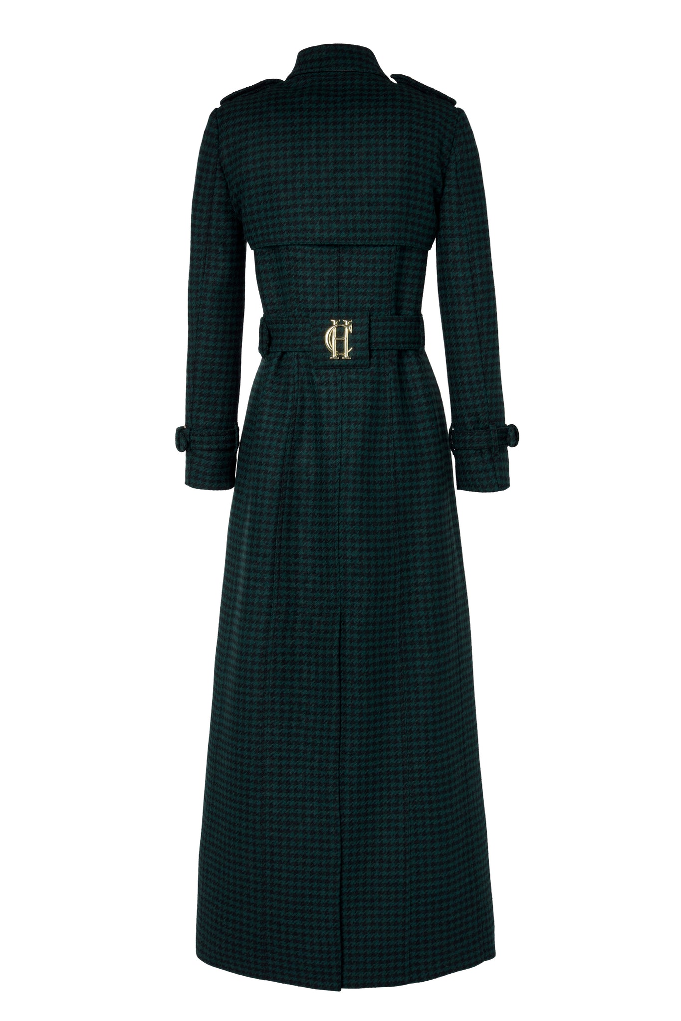 Full Length Marlborough Trench Coat (Emerald Houndstooth)