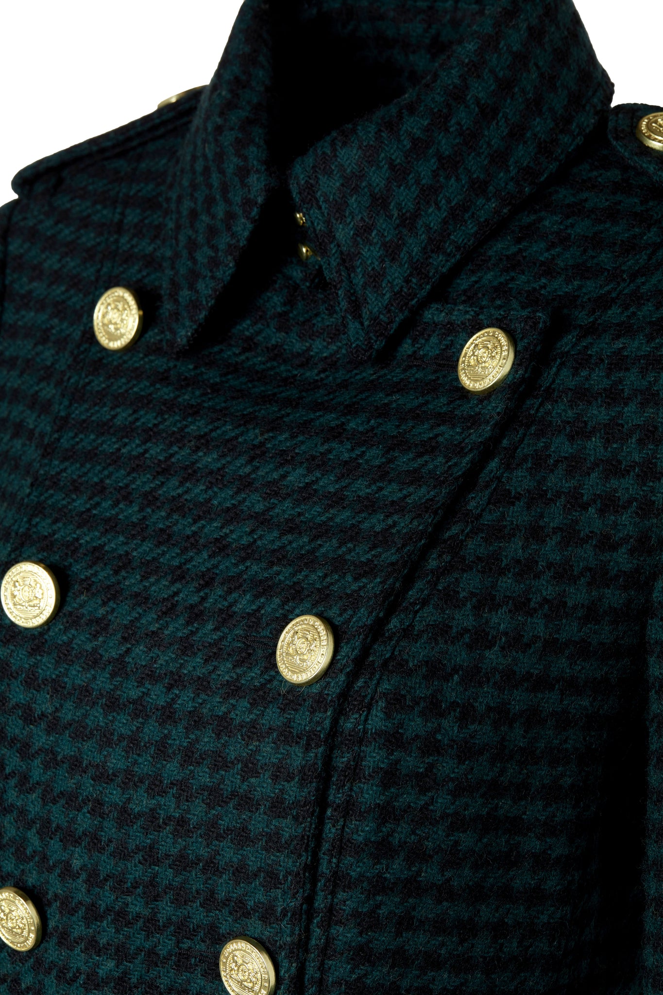 Full Length Marlborough Trench Coat (Emerald Houndstooth)