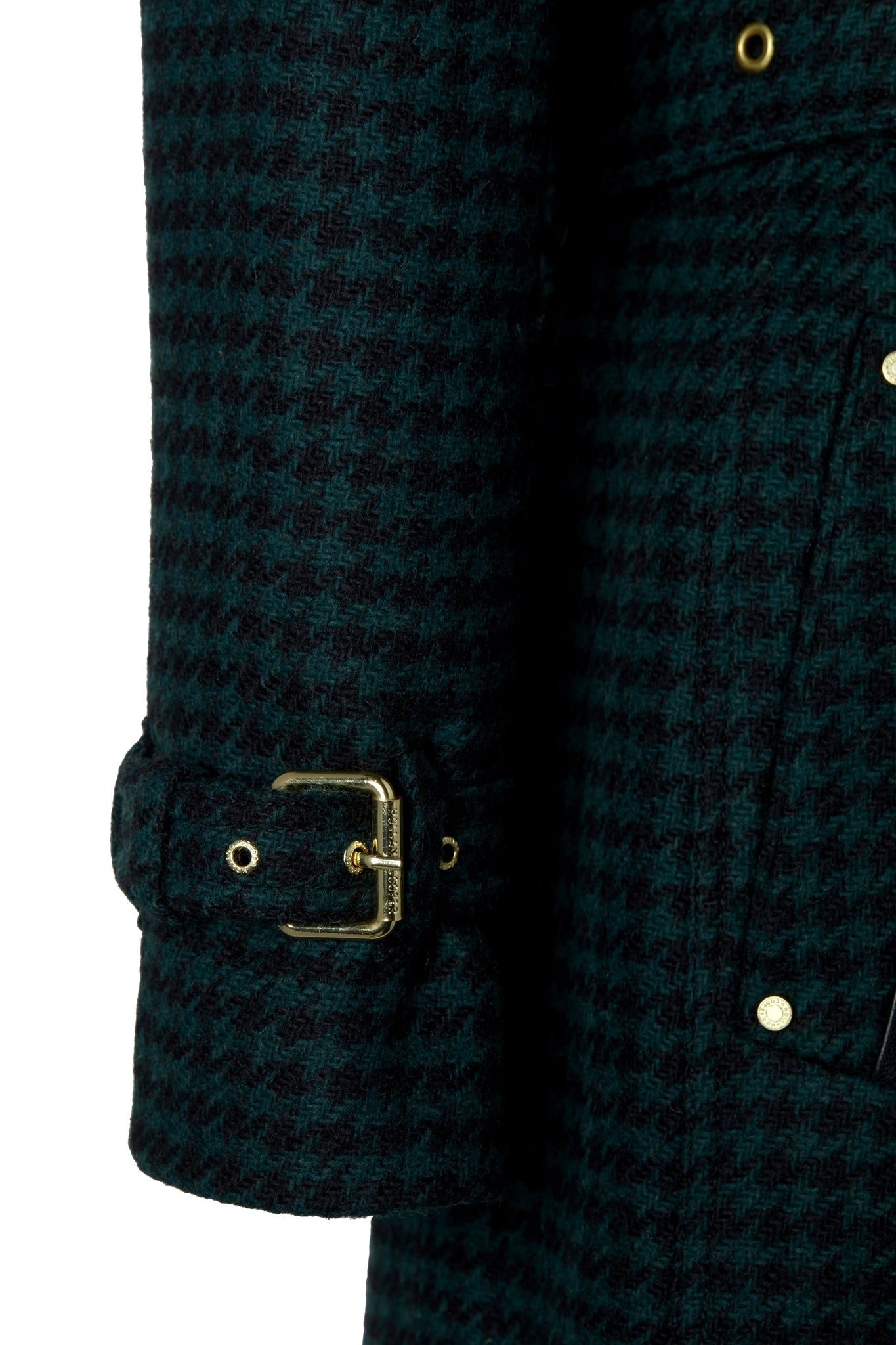 Full Length Marlborough Trench Coat (Emerald Houndstooth)