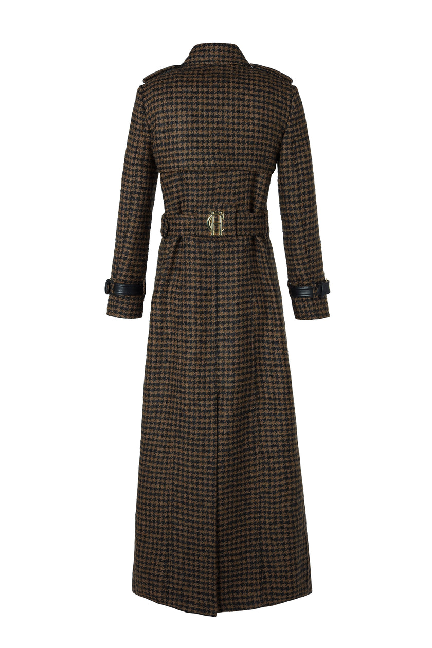 Full Length Marlborough Trench Coat (Chocolate Houndstooth)