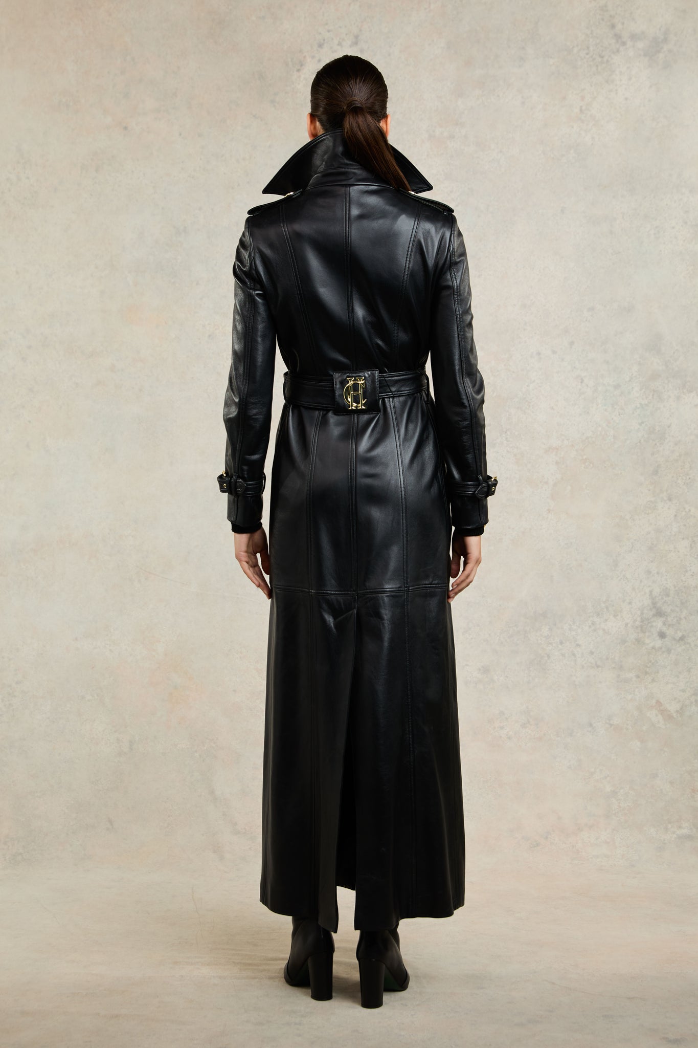 Full Length Marlborough Trench Coat (Valencia Leather Black)