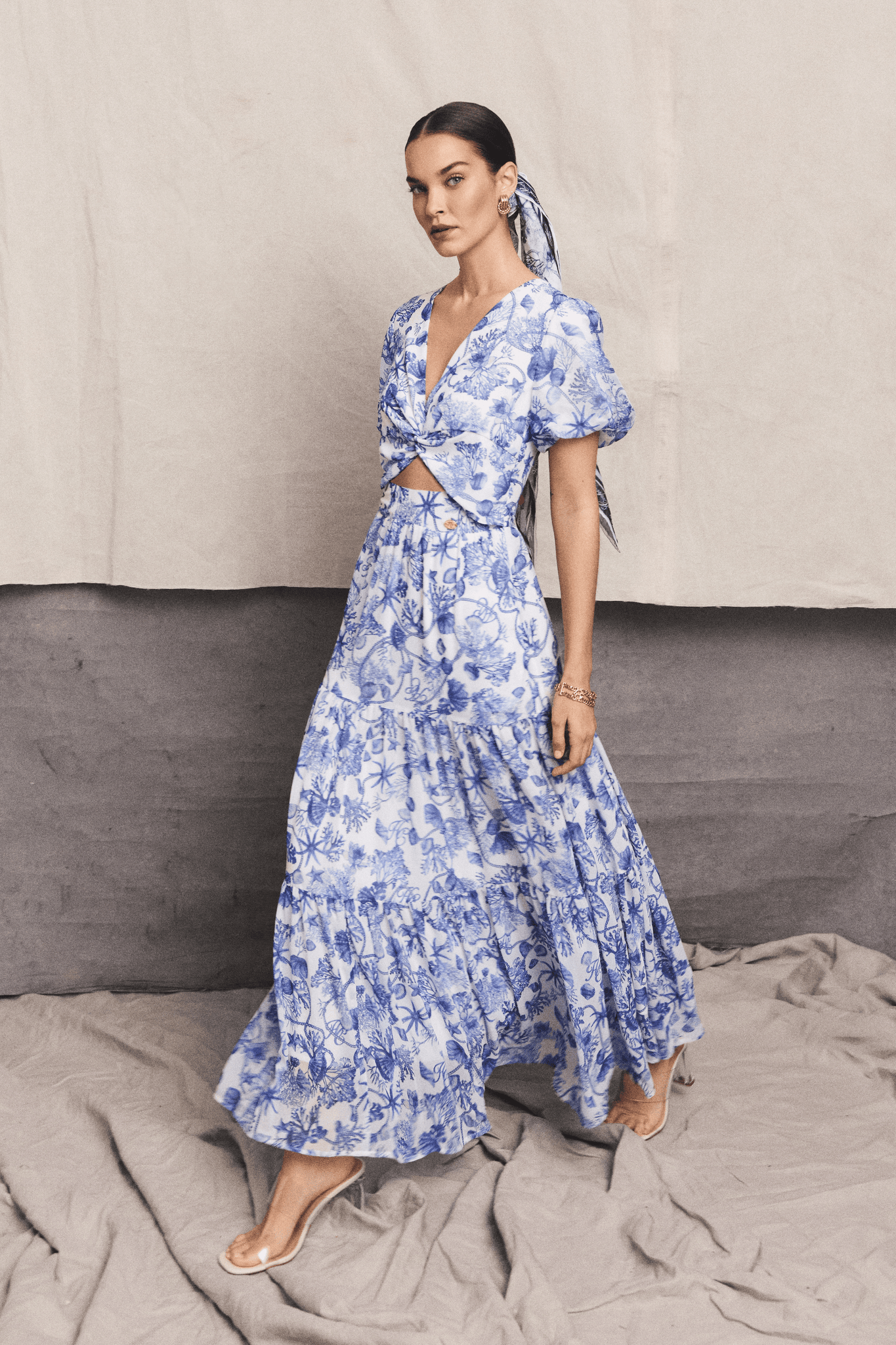 Holland Cooper Giselle Dress Blue Seashell Women's Size 10