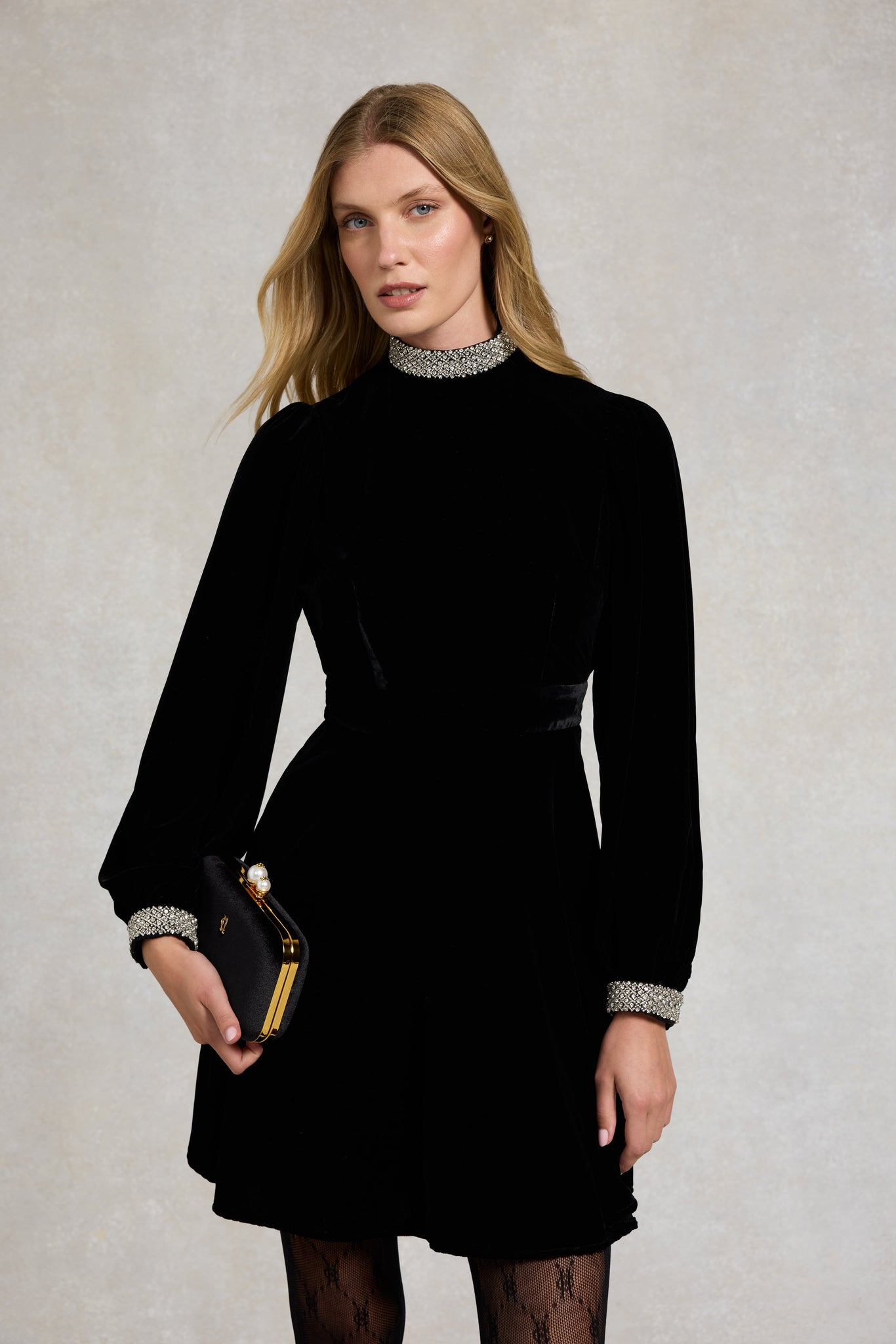 Gracie Velvet Mini Dress (Black)