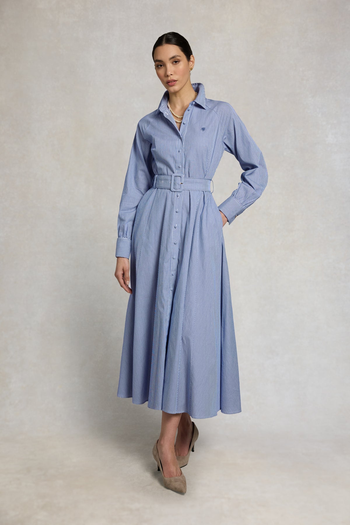 Aimee Dress (Blue Stripe)